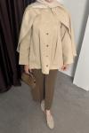 PELERİN DETAY TRENÇKOT CEKET Krem