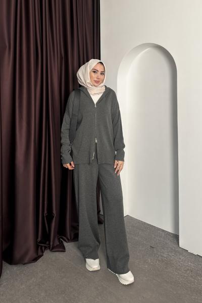 ÇİFT FERMUAR TRİKO TAKIM Antrasit