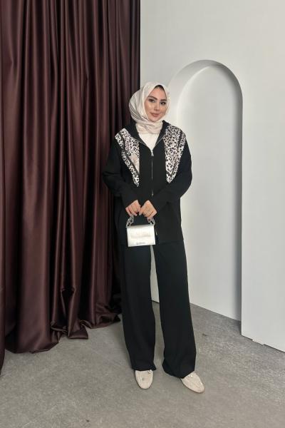 ÇİFT FERMUAR TRİKO TAKIM Siyah