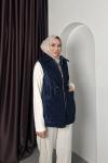 KAPİTONE KADİFE YELEK Lacivert