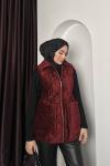 KAPİTONE KADİFE YELEK Bordo