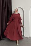PELERİN DETAY ETEKLİ TAKIM Bordo