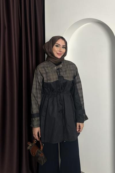 EKOSE DETAY YAĞMURLUK Ekose Lacivert