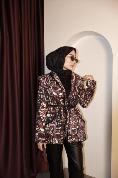 ETNİK DESEN KAPİTONE Bordo