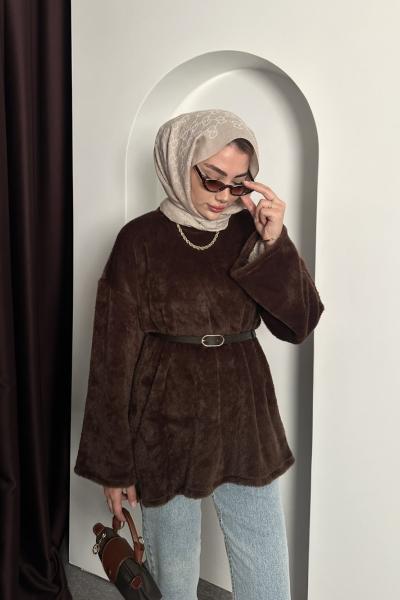 Kürk Dokulu Kazak Kahverengi