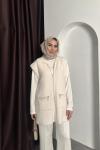 Angora Gold Detay Yelek Ekru