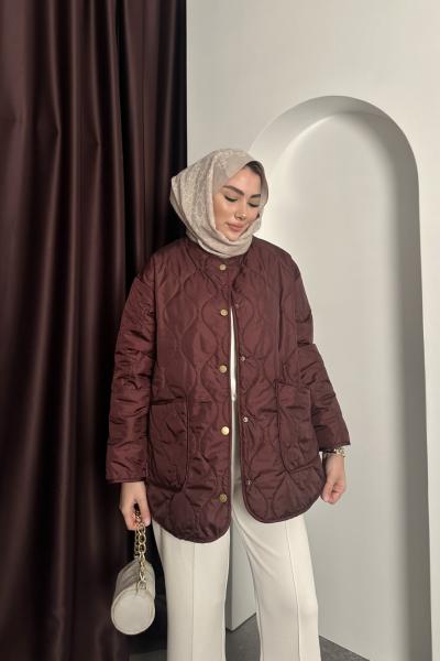 Kapitone Ceket Bordo