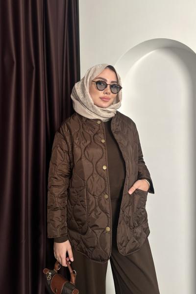 Kapitone Ceket Kahverengi