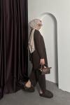 Asimetrik Comfort Takım Kahverengi
