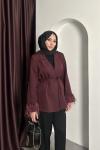 Tüylü Astarlı Ceket  Bordo