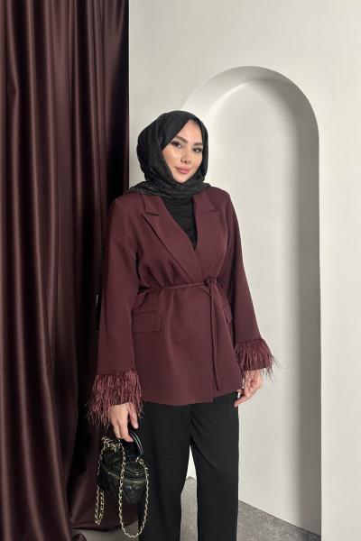 Tüylü Astarlı Ceket  Bordo