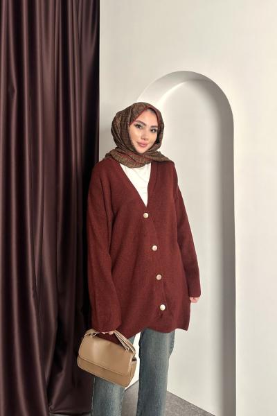 Fitilli Triko Hırka Bordo