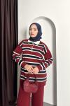 Çizgili Polo Yaka Takım Bordo