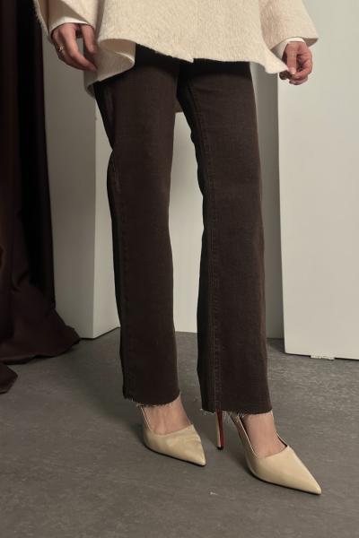 ZR Straight Yüksek Bel Jean Acı Kahve