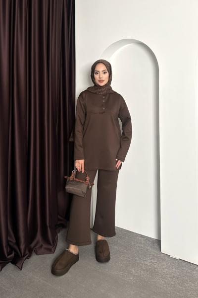 Çıtçıt Detay Scuba Takım Kahverengi