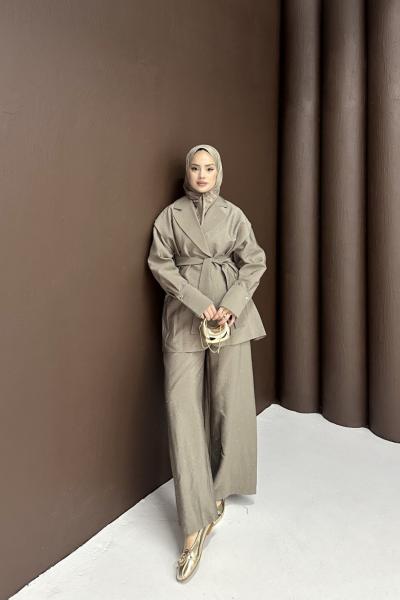 Glow Blazer Takım Bej