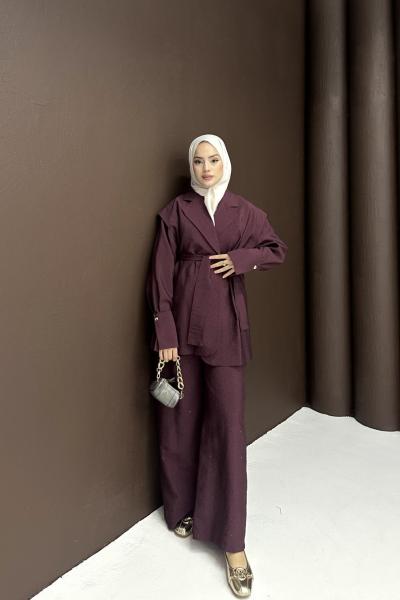 Glow Blazer Takım Mürdüm