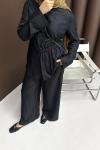 Büzgü Detay Kot Takım Siyah