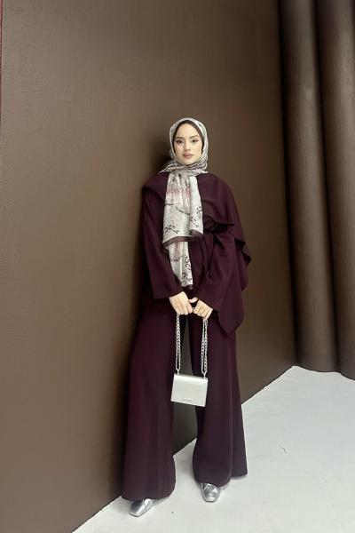 Luvia Pelerin Takım Mürdüm