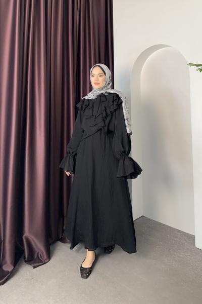 Volanlı Etek Takım Siyah