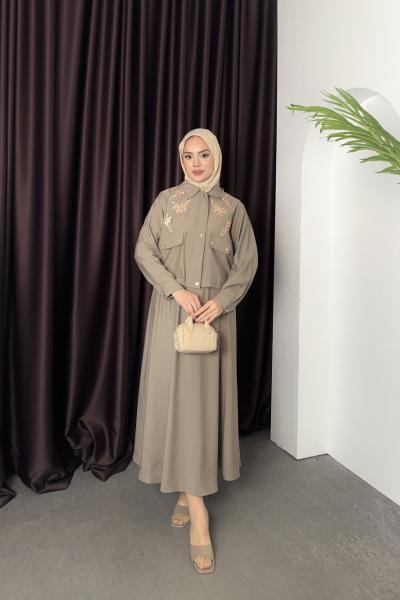 Nakış İşlemeli Takım Bej