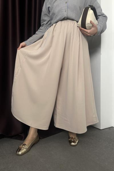 Krep Pantolon Etek Krem