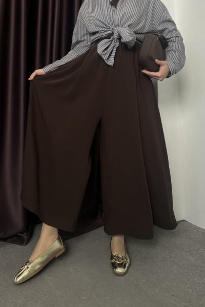 Krep Pantolon Etek Acı Kahve