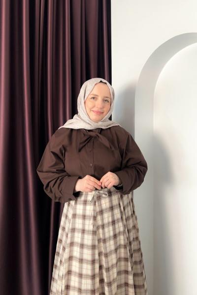 Fularlı Gömlek Kahverengi