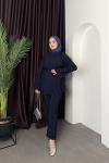 Nervürlü Tensel Takım Lacivert