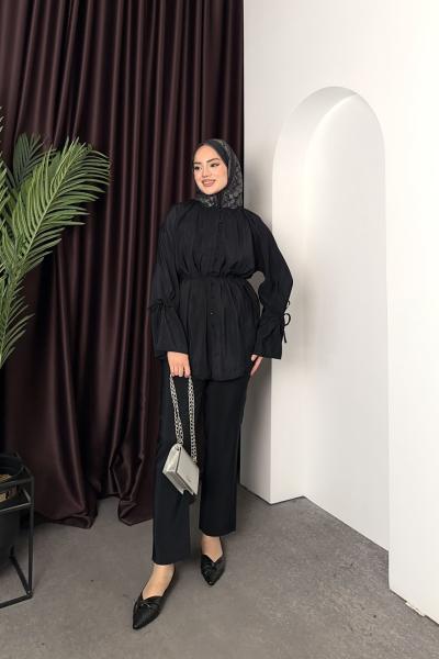 Nervürlü Tensel Takım Siyah