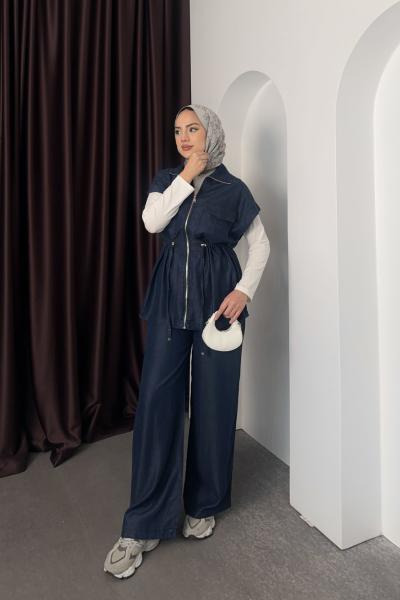 Yelekli Denim Takım Kot