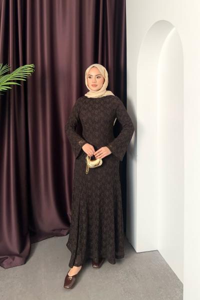 Lamour Dantel Elbise Acı Kahve