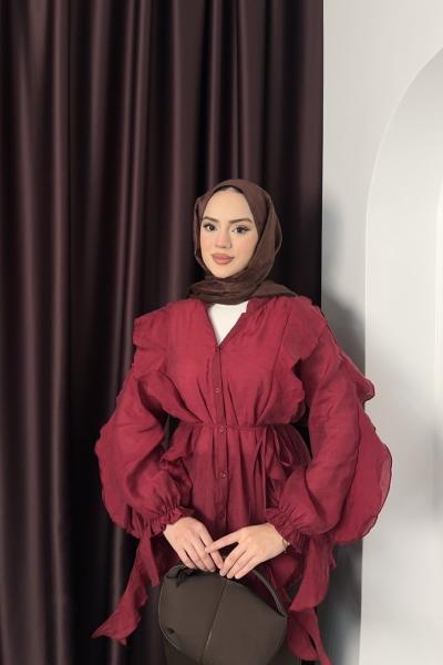 Melsa Volanlı Gömlek Kırmızı