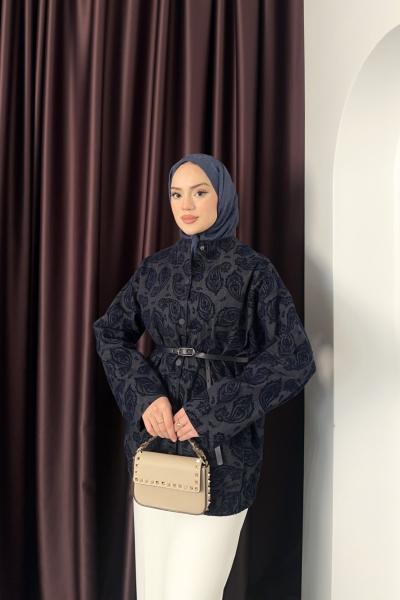 Holas Kemerli Ceket Lacivert