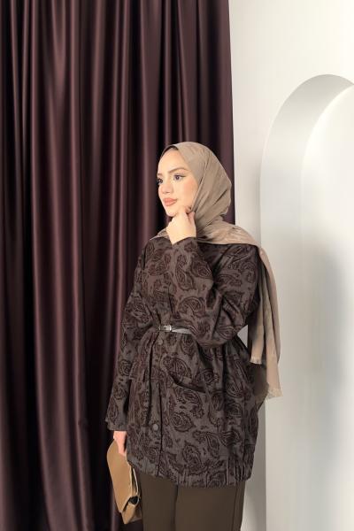 Holas Kemerli Ceket Kahverengi