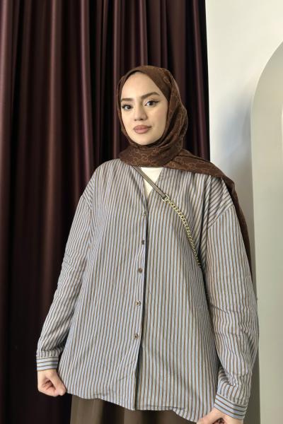 Çizgili Gömlek Çizgili Mavi