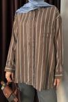 Çizgili Gömlek Kahverengi Çizgili