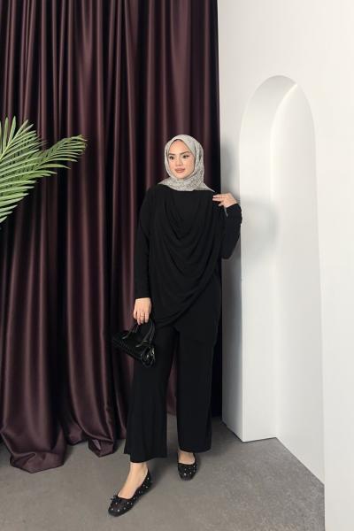 Drape Dökümlü Takım Siyah