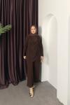 Drape Dökümlü Takım Kahverengi