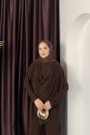 Drape Dökümlü Takım Kahverengi