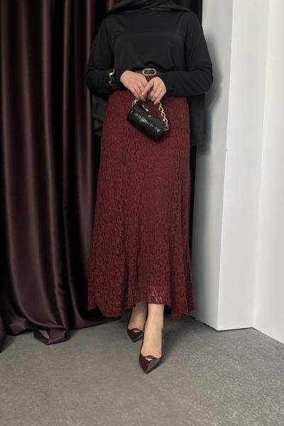 Lamour Dantel Etek Bordo