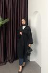 Düğme Detay Kimono Siyah