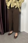 Krep Düz Kesim Pantolon Acı Kahve