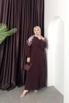 Fularlı Flora Elbise Bordo