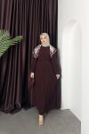 Fularlı Flora Elbise Bordo