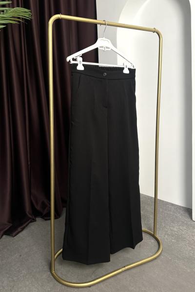 Krep Düz Kesim Pantolon Siyah