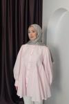 Pileli Kloş Gömlek Açık Pembe