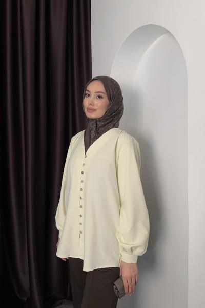 V Yaka Soft Gömlek Sarı