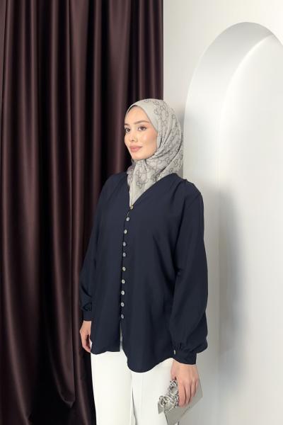 V Yaka Soft Gömlek Lacivert