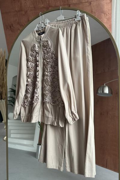 Rose Bomber Takım Krem